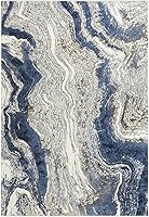 Vista 2 de LUXE WEAVERS Marble Collection - Alfombra azul de 9 x 12 pulgadas, diseño abstracto moderno, no desprende pelusa, alfombra