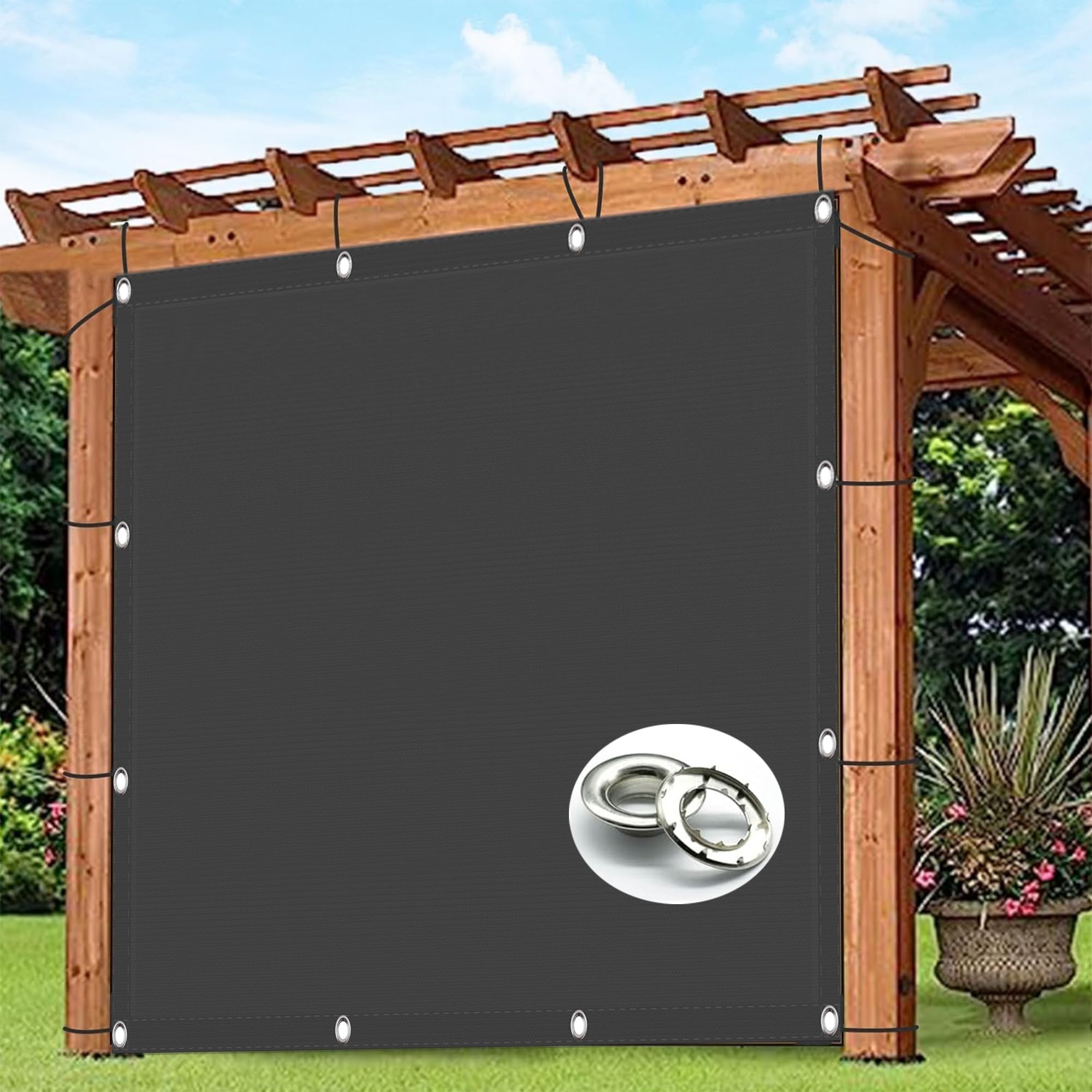 GLDYTVF Waterproof Rectangle Sun Shade Sail 1.7 x 5m Outdoor Garden Party Pergola Awnings with 95% Polyester Block Eyelets and Mounting Kit Dark Grey