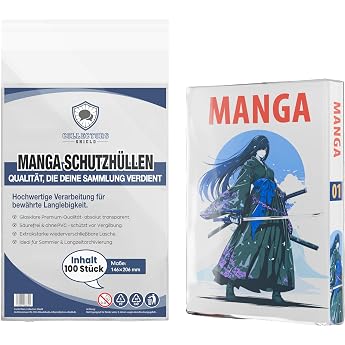Collectors Shield Manga Protective Cases - Size M (146 &times; 206 mm) - Pack of 100 - Transparent Protective Films for Classic Man