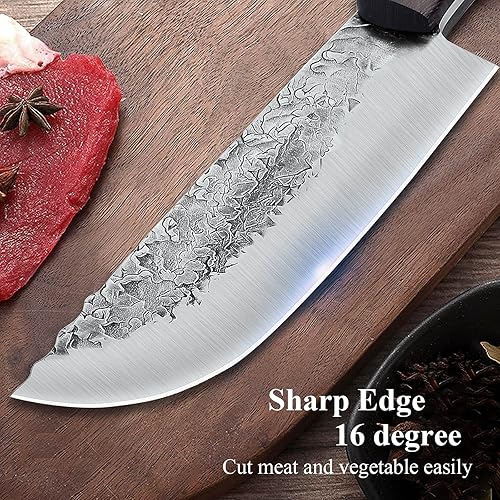 Miniatura 10 de DRAGON RIOT Juego de cuchillos de carnicero de chef para cortar carne con bolsa de rollo, 12 cuchillos de chef forjados japoneses para hombres y