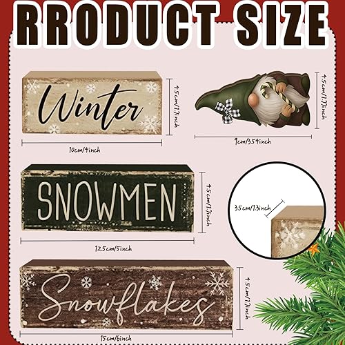 Miniatura 5 de 4 piezas de decoraciones de Navidad para interiores - Decoración de mesa de enano de madera para el hogar - Centro de mesa de Navidad para la mesa -