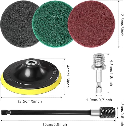 Miniatura 2 de GOH DODD - Juego de 30 almohadillas para fregar eléctricas, kit de restauración de faros de 5 pulgadas, kit de limpieza con panadero y eje universal