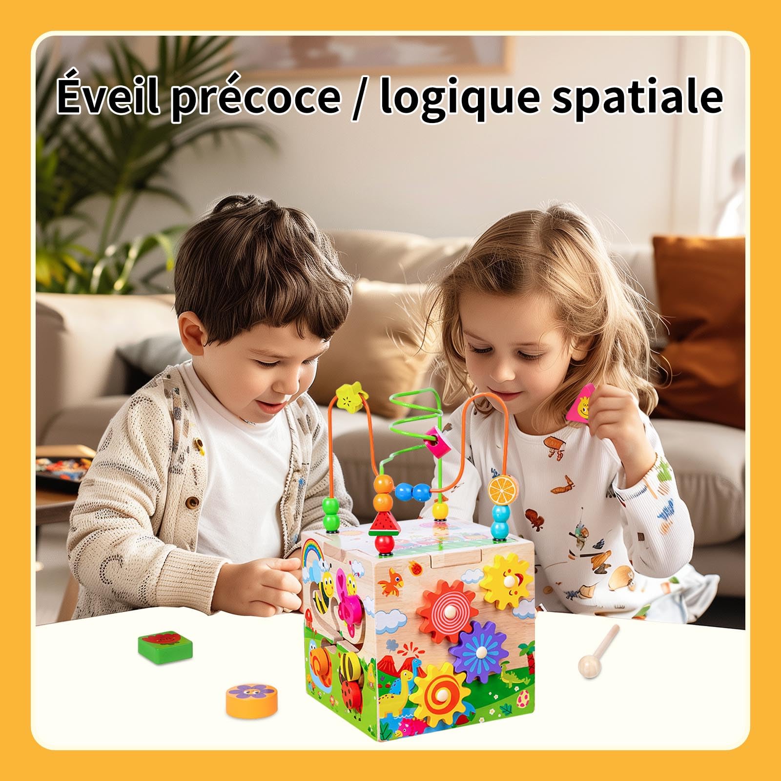 Jouet Montessori 1-3 Ans, Cube Motricité Bébé, Jeux Éducatif 1 an, Motricité Fine, Cadeau Fille Garçon