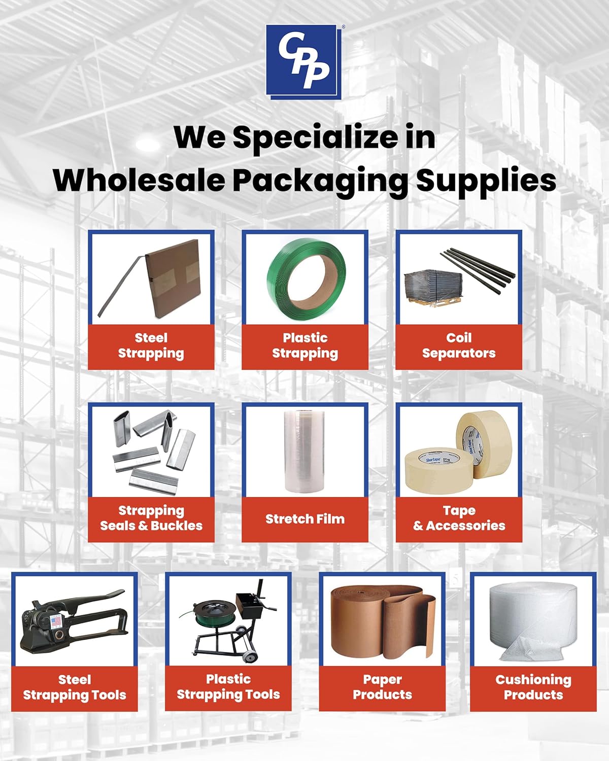 CPP 1/2" x .028" x 6500' Smooth & Waxed Polyester Strapping for Pallet Banding, Heavy Duty Box Straps, Brick and Lumber Packaging