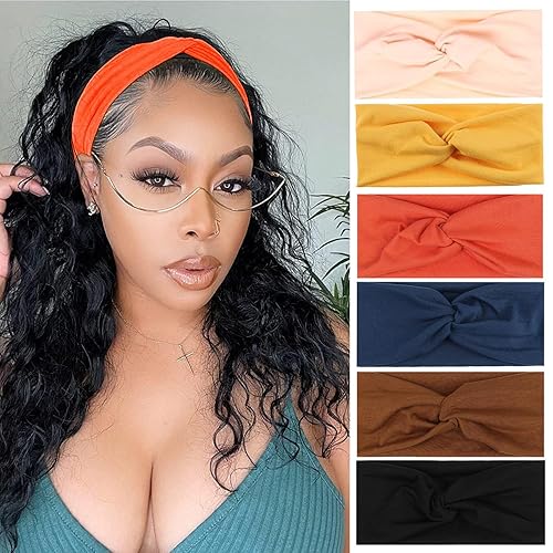 Miniatura 8 de XTREND 6 diademas para mujer, trenzadas, elásticas, para yoga, entrenamiento, antideslizantes, para sudor, suaves, color sólido, simple, versátil,