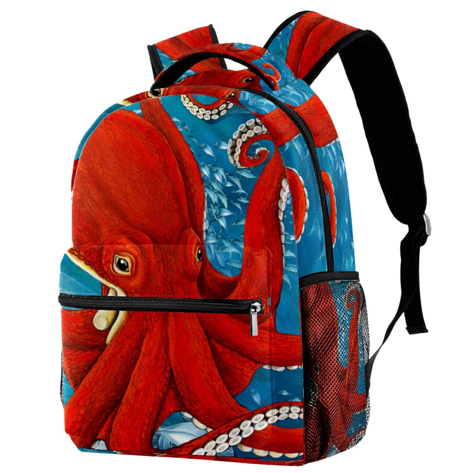 Lightweight Backpack College School Bag Laptop Daypack for Adults and Kids Casual Rucksack Red Octopus