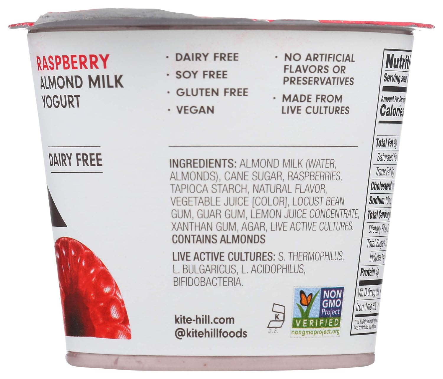 Kite Hill Raspberry Almond Milk Yogurt, 5.3 OZ