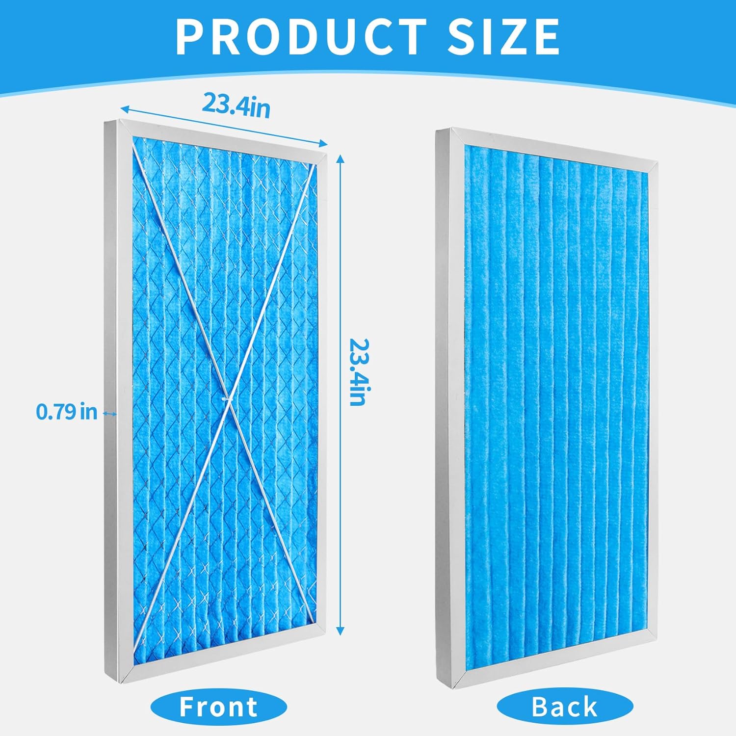 24x12x1 MERV 13 Washable Electrostatic Outer Air Filter Replacement for JET AFS-1000B, AFS-1000C & 708732 Air Filtration Systems, 2-Pack