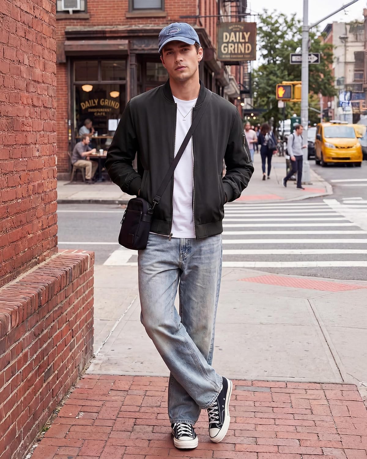 WULFUL Men's Bomber Jacket Lightweight Casual Windbreaker Zip Up Coat