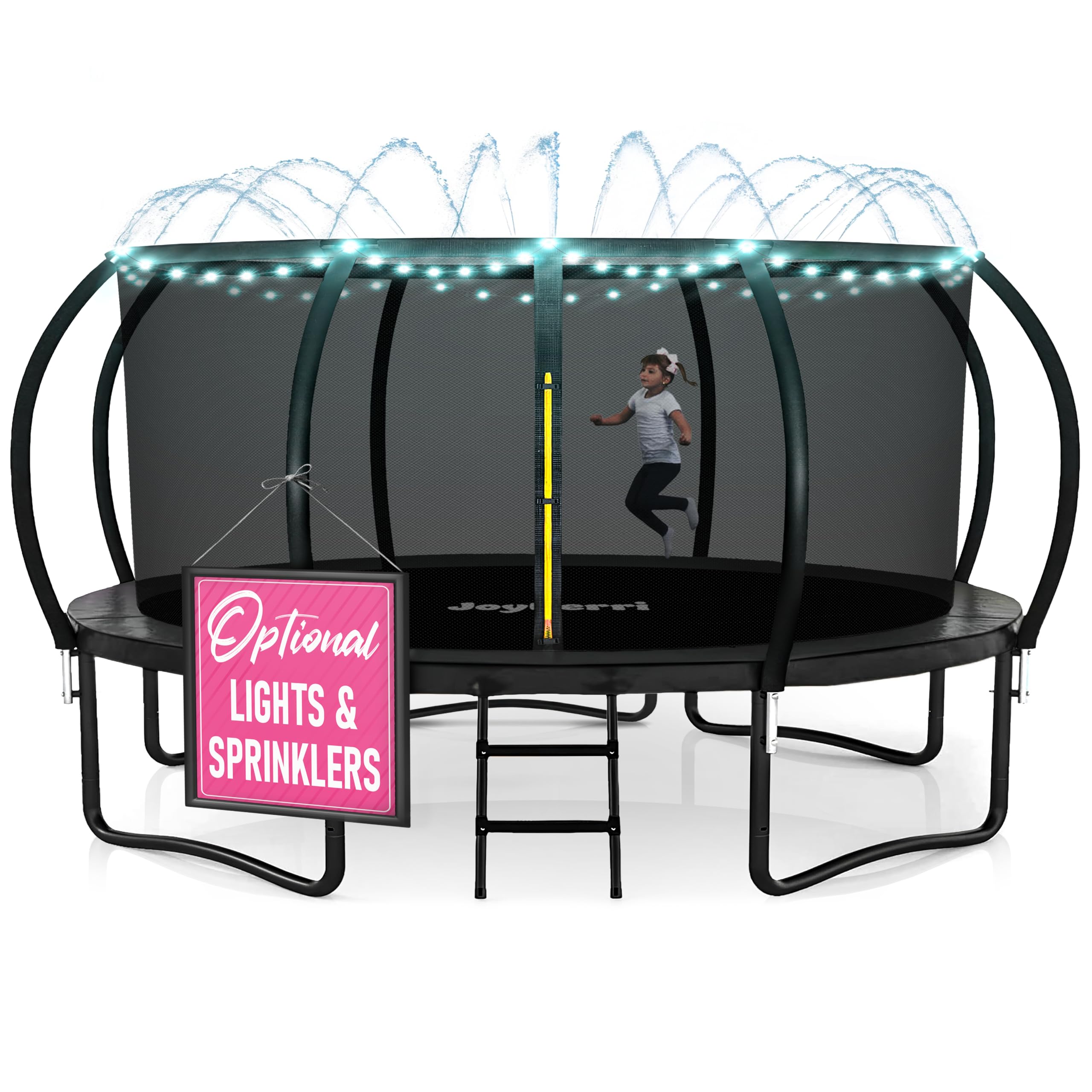 JoyBerri Upsurge Trampoline Outdoor - ASTM Certified Safe 8Ft 10Ft 12Ft 14Ft 15Ft 16Ft Recreational Trampoline for Kids and Adults. Anti-Rust Coating