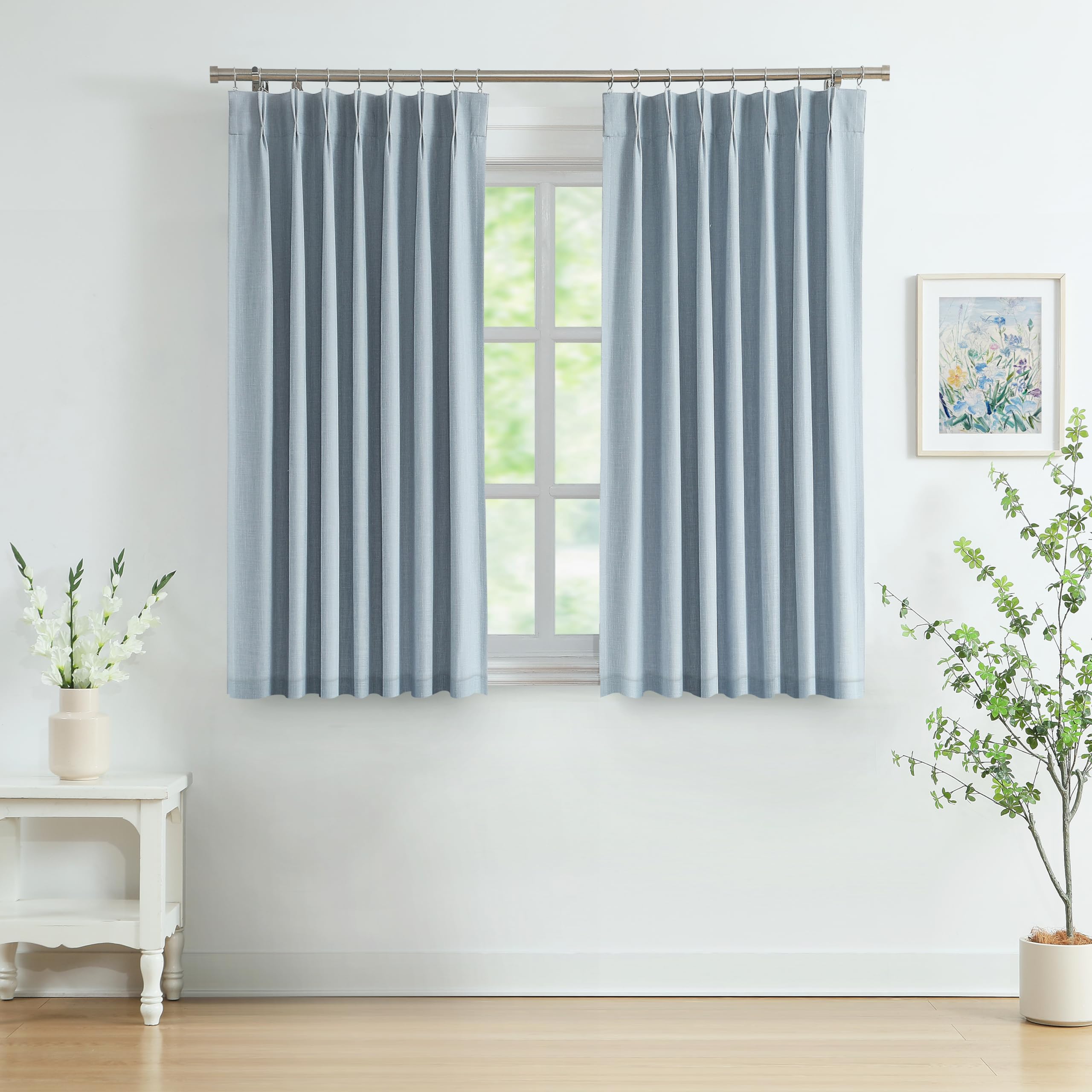 WEST LAKE 63 Inch Dusty Blue Bailey Pinch Pleated Full Blackout Curtains