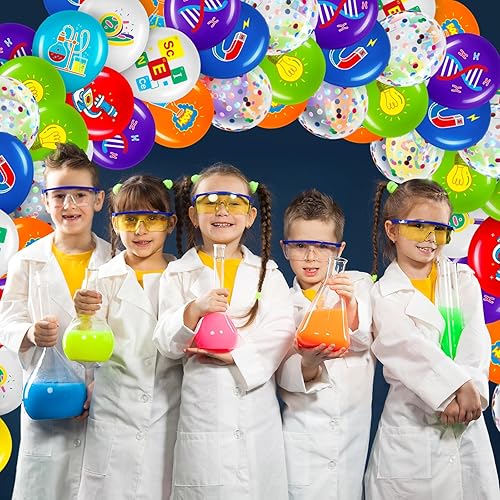 Miniatura 5 de Capoda 60 globos de ciencia para fiestas, globos de látex científicos, decoración de cumpleaños con temática científica para el aula, suministros de