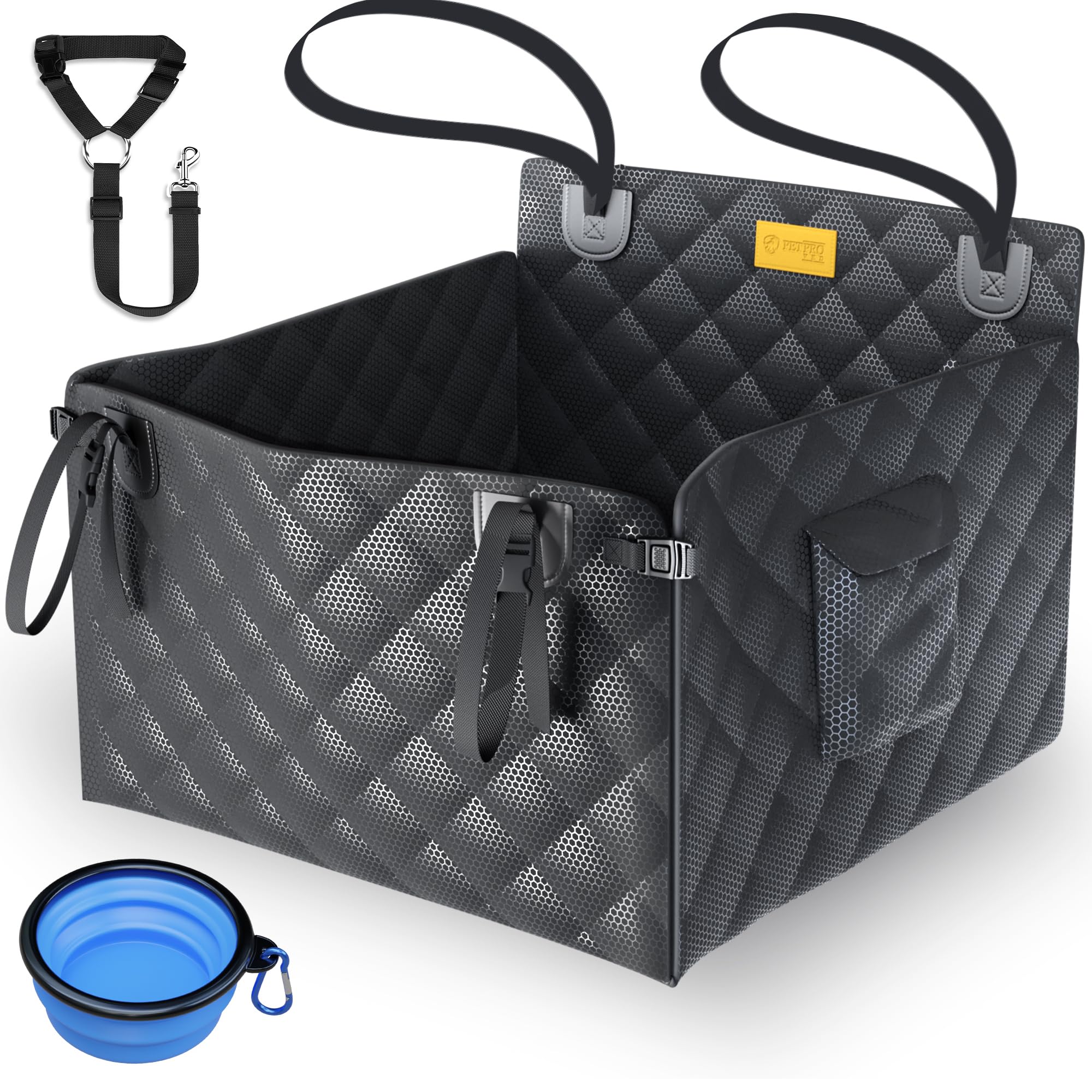 PetProved Asiento Perro Coche Transportin Perro Coche Impermeable Cesta Asiento Coche Perro Mediano Grande Transporte Asiento de Coche para Perro Porta Perros Gatos Asientos Delanteros