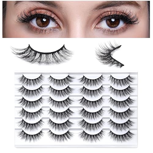 SONAFEEL Pestañas de ojo de aspecto natural 3D visón pestañas naturales 0.591 in 12pares de ojos de gato ligeras reutilizables pestañas postizas