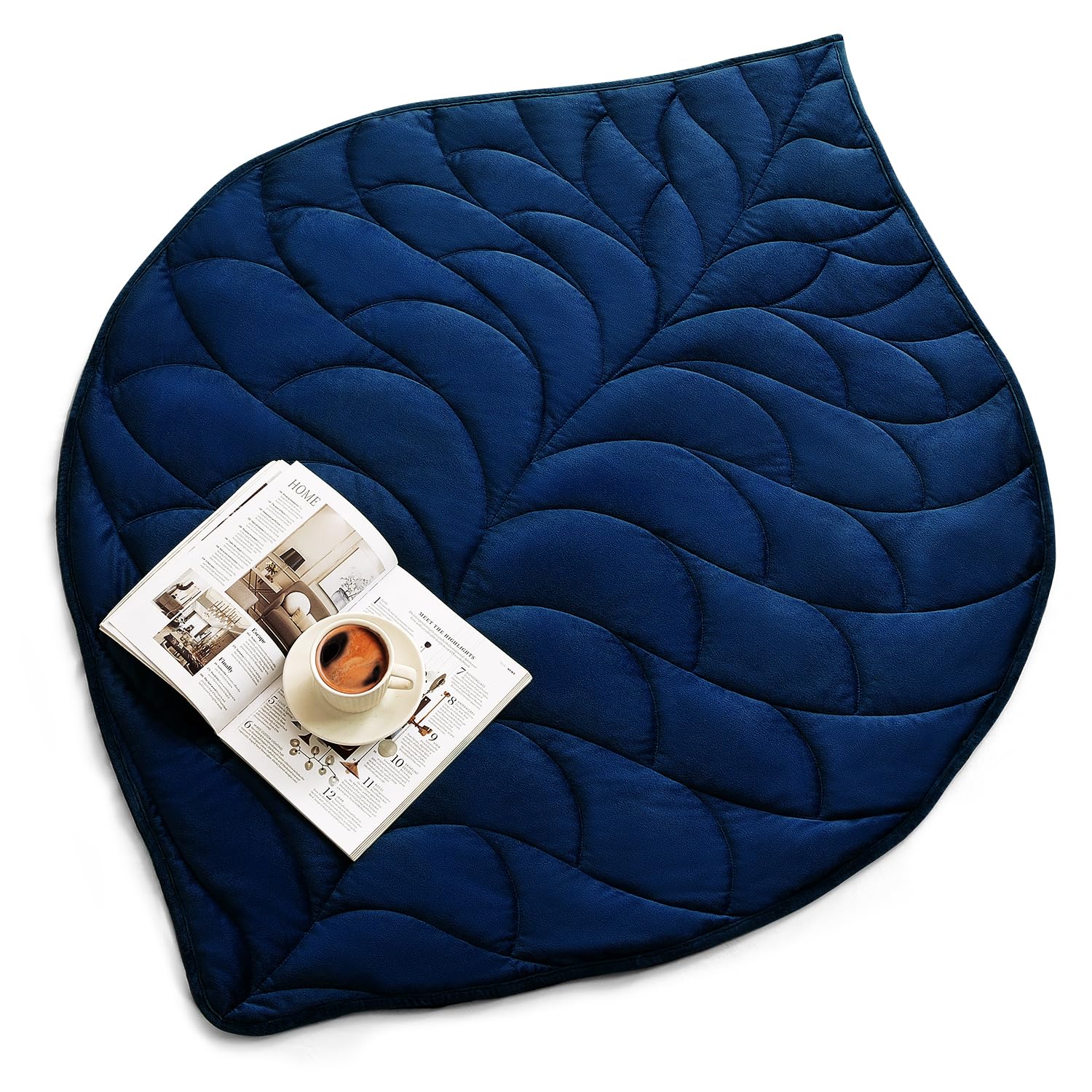 Kaisa Weighted Blanket for Adults(7 lbs, 41" x 53"), Soft Weighted Lap Blanket Machine Washable, Small Heavy Blankets with Glass Beads for Travel & Sleep,Navy Blue