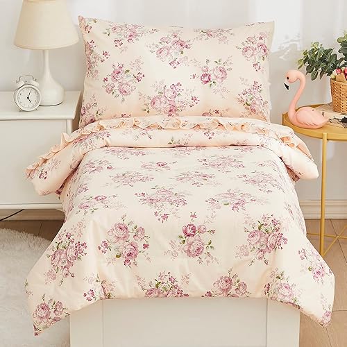 Miniatura 3 de Brandream Juego de ropa de cama para niñas pequeñas, juego de sábanas de 4 piezas en una bolsa, ropa de cama de princesa para niños con sábana