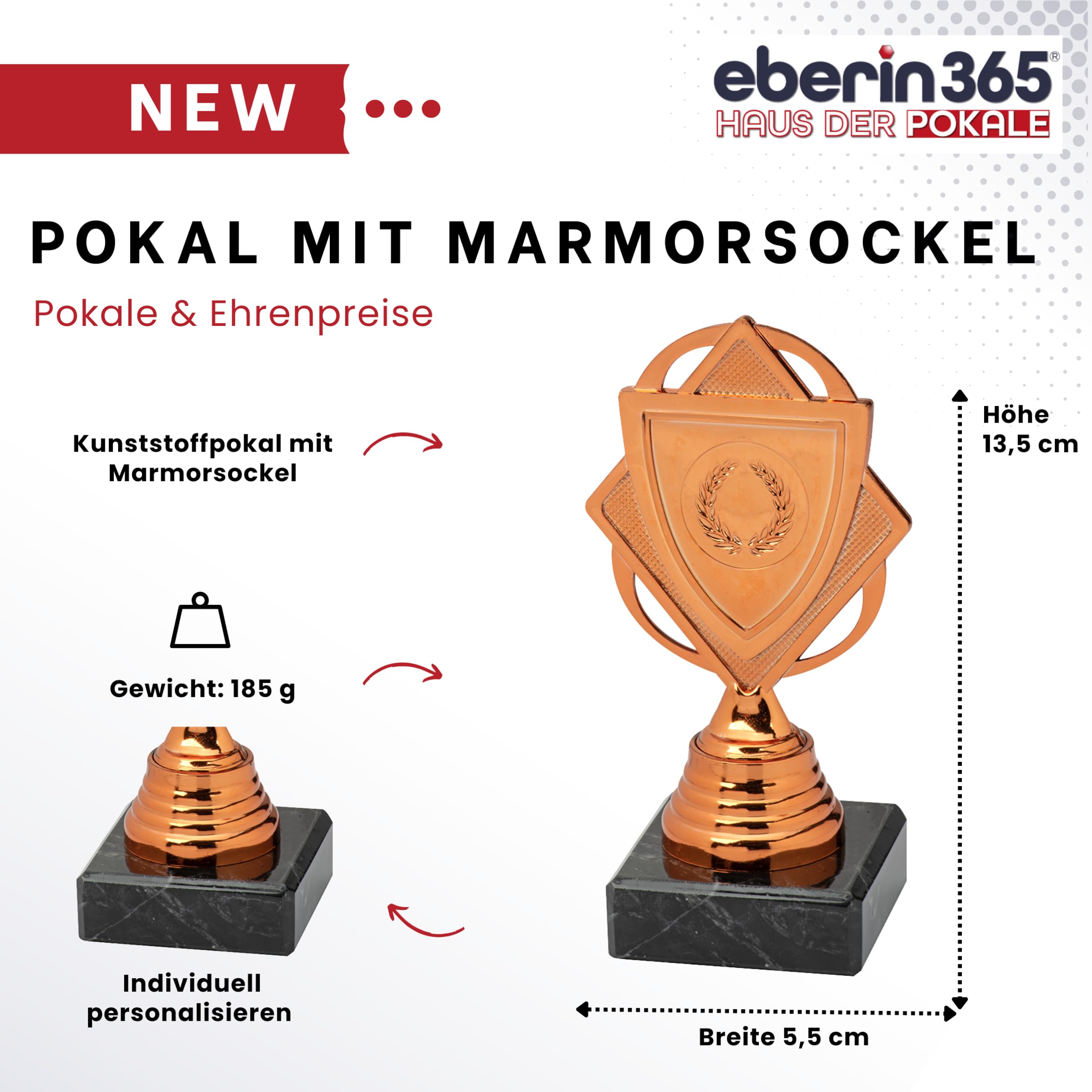 Dart Pokal 13,5 cm mit Marmor-Sockel | Pokalserie in Gold Silber Bronze für Darts-Turnier & Wettbewerb | mit Gravur Trophäe für 1. 2. 3. Platz (3-er Set)