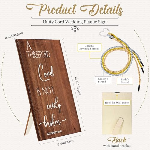 Miniatura 2 de Yookeer A Cord of Three Strands a Triple Cord - Letrero de unidad de boda, arte de matrimonio, trenza enmarcada de madera para boda, ideas