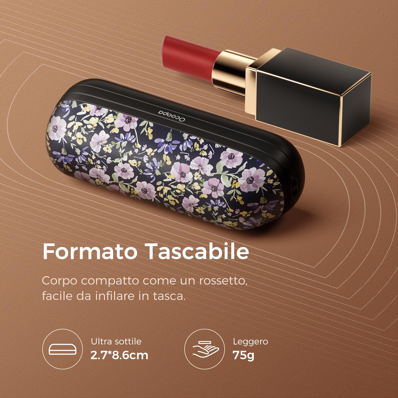 OCOOPA Scaldamani Ricaricabili 2 in 1, Scaldamani Elettrico Magnetico 5200mAh, Scaldamani Tascabili, 3 Livelli di Riscaldamento Fino a 52 ℃, Regali da Campeggio per la Pesca per Uomo, UT2s Mini