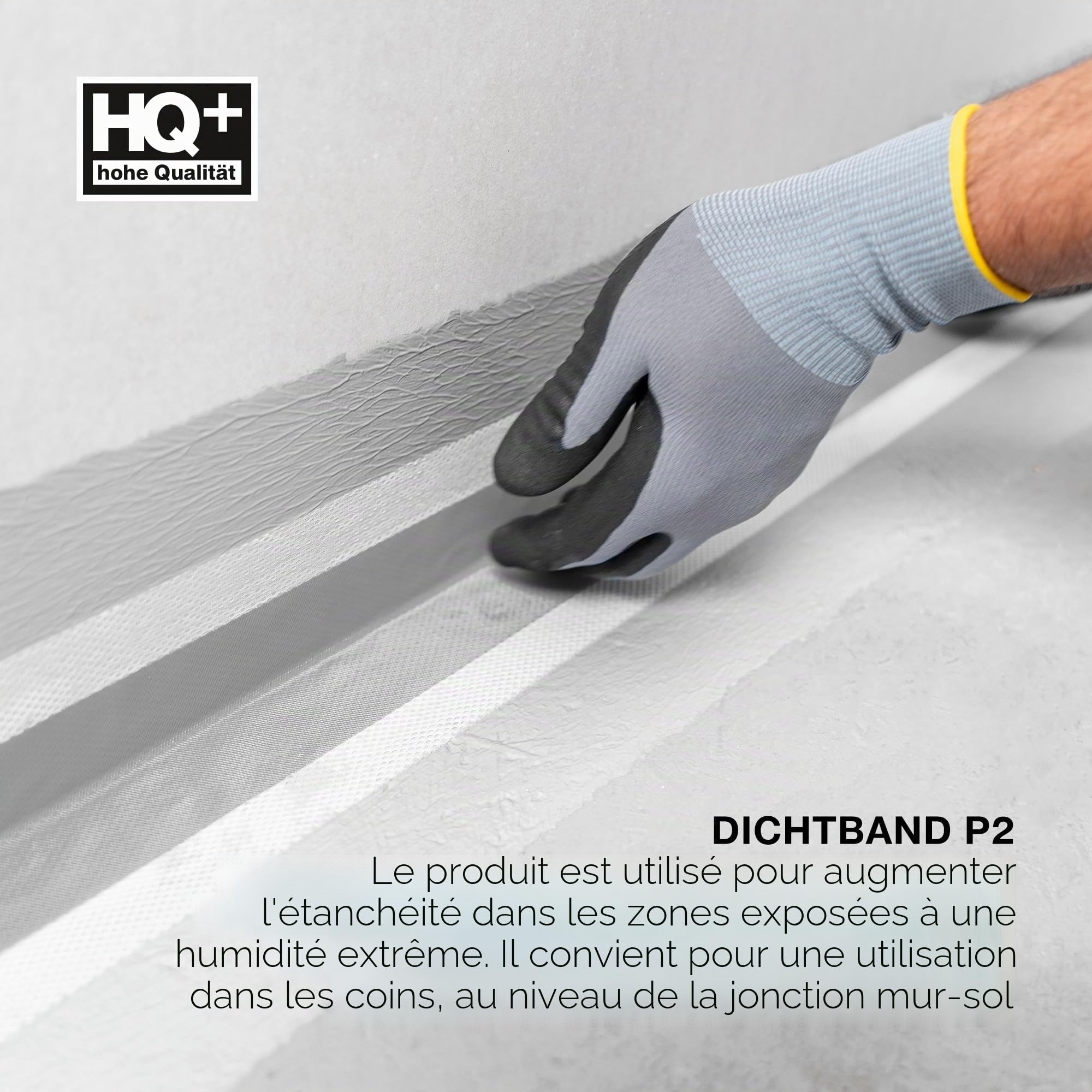 Isolbau Ruban d'étanchéité P2 gris - 50 m - 120 mm - Pour sanitaire, douche, salle de bain, carrelage, balcon et terrasse - Pour intérieur et extérieur