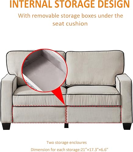 Miniatura 6 de Harper & Bright Designs Juego de sofá de 2 piezas y sofá biplaza de 2+3 plazas, juego de sala de estar con espacio de almacenamiento y patas de