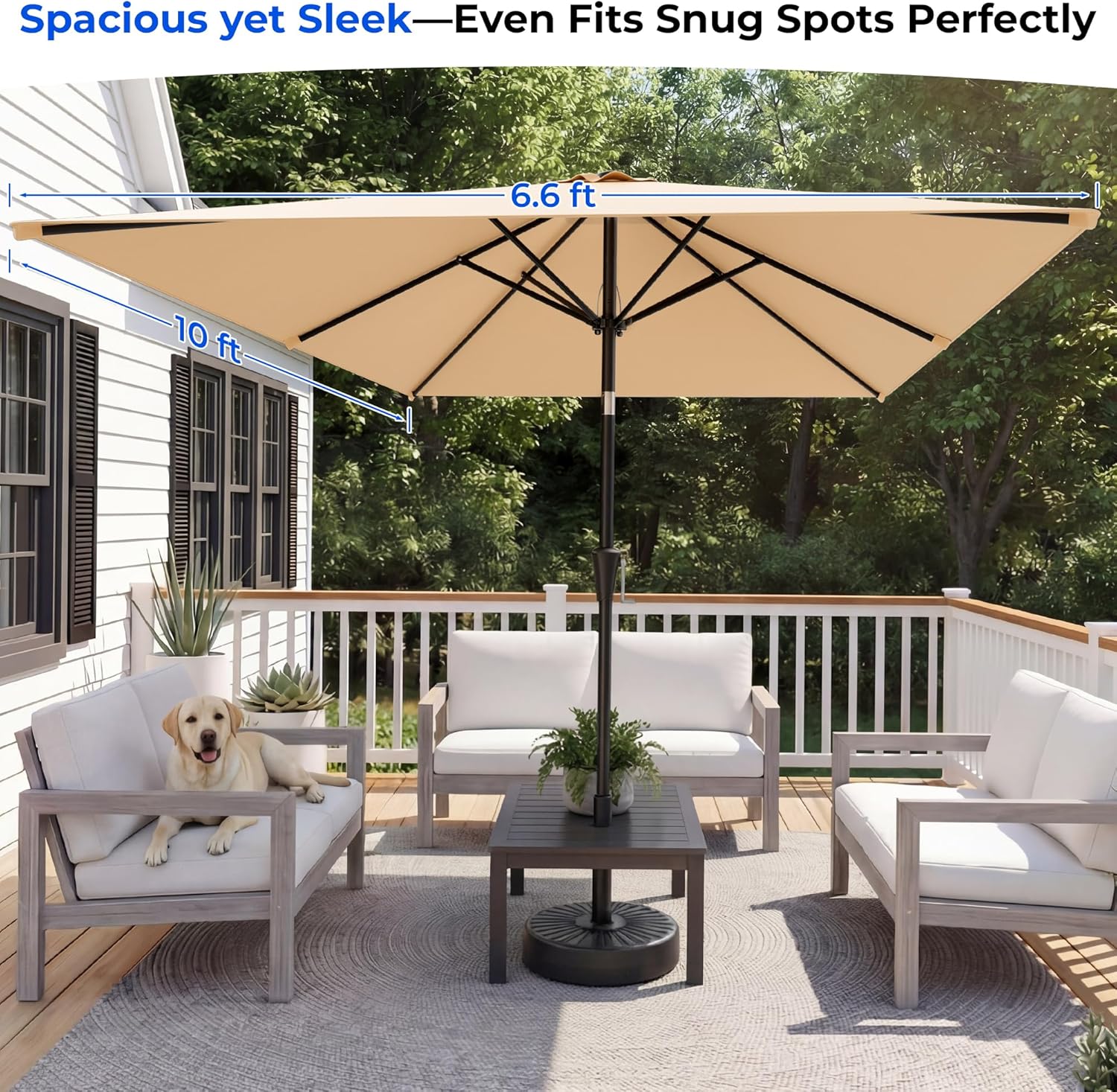 HOMSHADE 6.6 x 10 ft Rectangular Patio Umbrella Rectangle Umbrella Outdoor Patio, Large Outdoor Umbrellas for Patio Table with Tilting and Sun UV Protection for Pool, Deck, Market, Backyard - Image 6