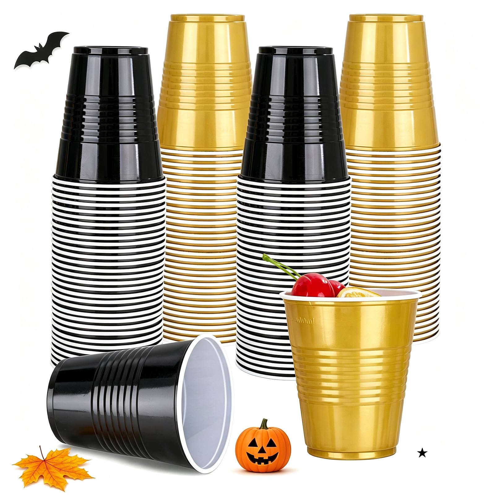 WELLIFE 200 PCS Gold Plastic Cups,9 oz Clear Plastic Cups,Disposable Wine Glasses,Plastic Cocktail Glasses for Party and Wedding — Amazon image 14