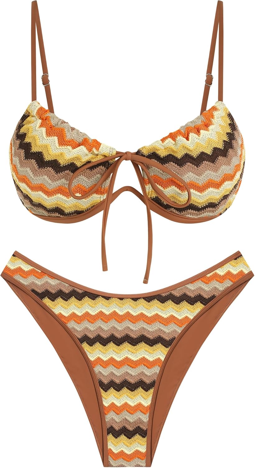 ZAFUL Women High Cut Bikini Sets String Sexy Swimsuit Two Piece Underwire Bathing Suit Brazilian Cheeky Cut Out Cute Swimwear - Image 3