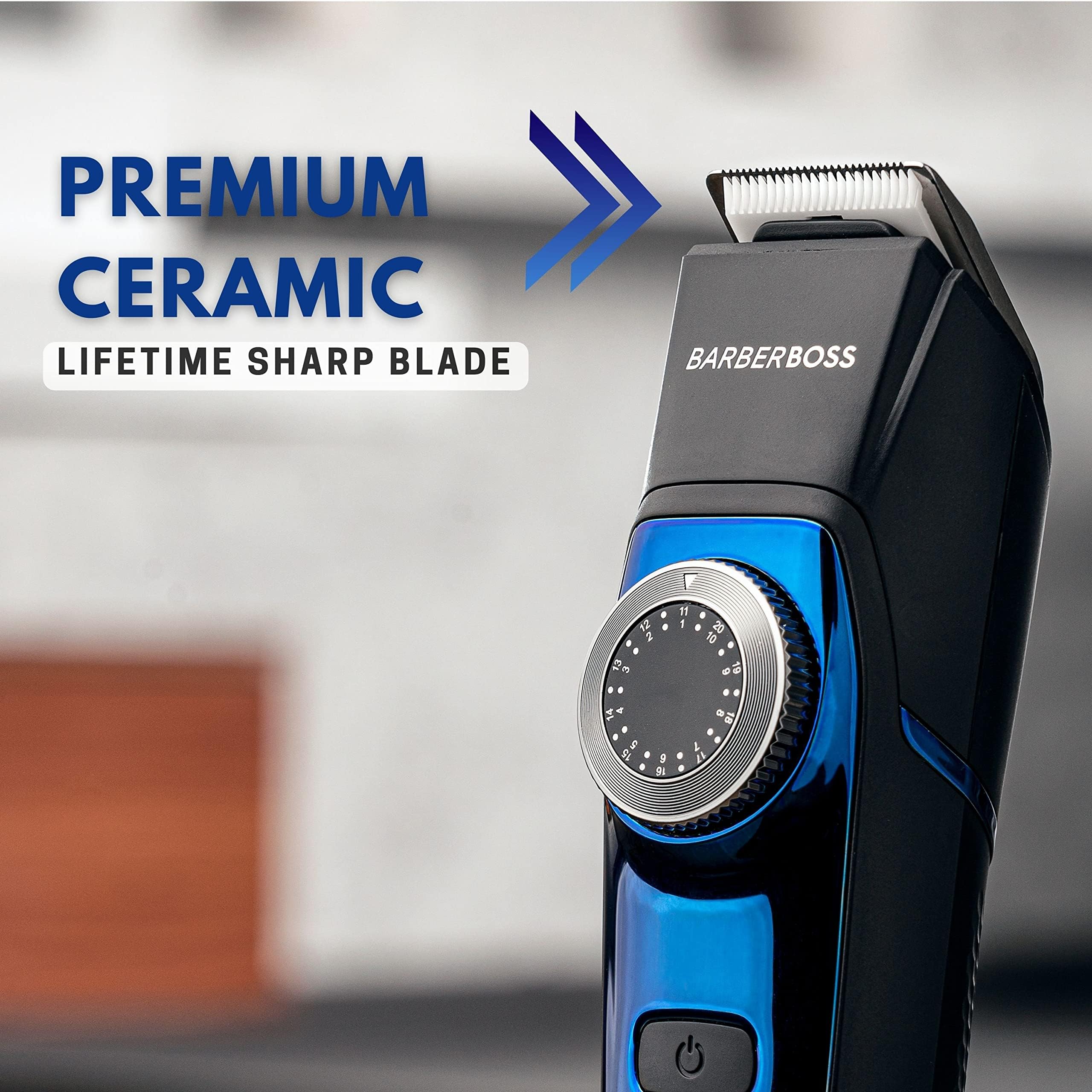 BarberBoss Kit de cuidado personal inalámbrico 5 en 1 para hombre, dial de precisión, 39 posiciones de longitud, cortadora de cabello y barba para hombres
