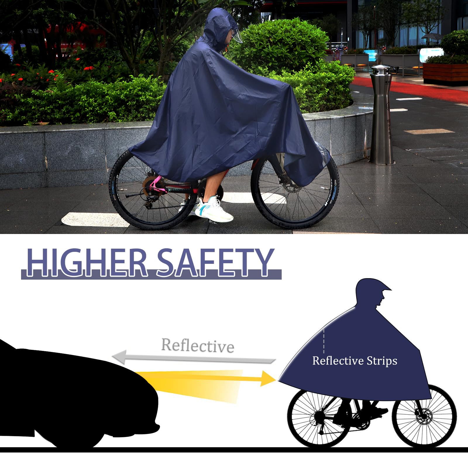 lalago Imperméable à l'eau Cyclisme Capes, Imperméable for Vélo Électrique, Poncho Pluie pour Fauteuil Roulant/Cape, Coupe-Vent à Capuche Cyclisme, Pluie Poncho Vélo