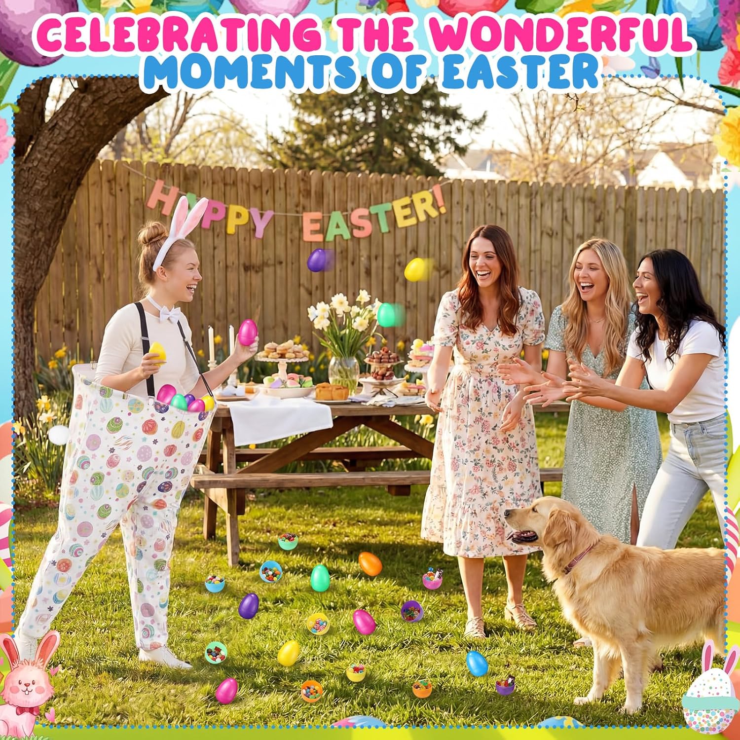 Vinsot Granny Pants Toss Game for Easter, Funny Yard Game for Adults, Outdoor Party Activity with Colorful Eggs