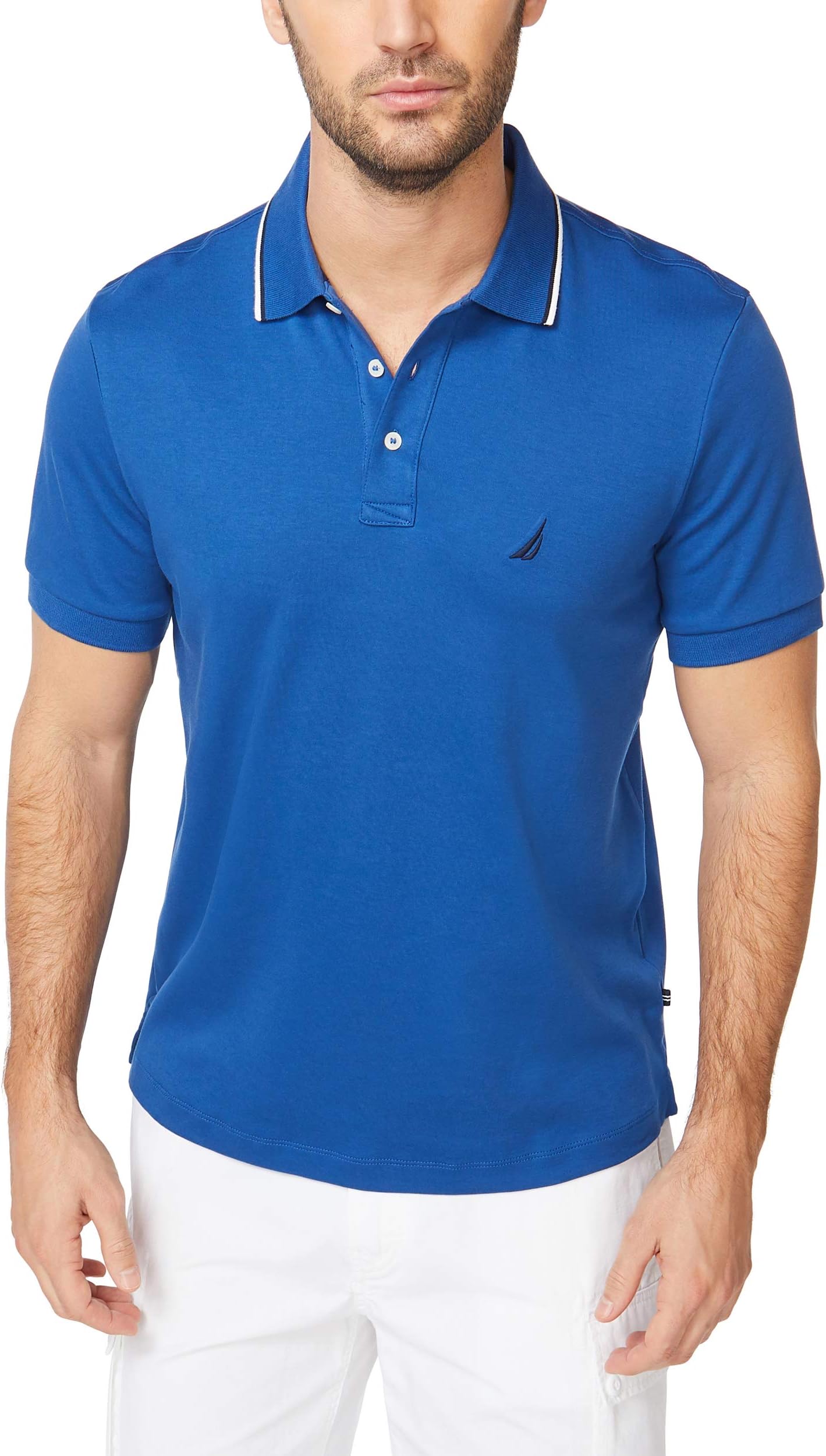 mens Classic Fit Short Sleeve Solid Tipped Collar Soft Polo Shirt Polo Shirt