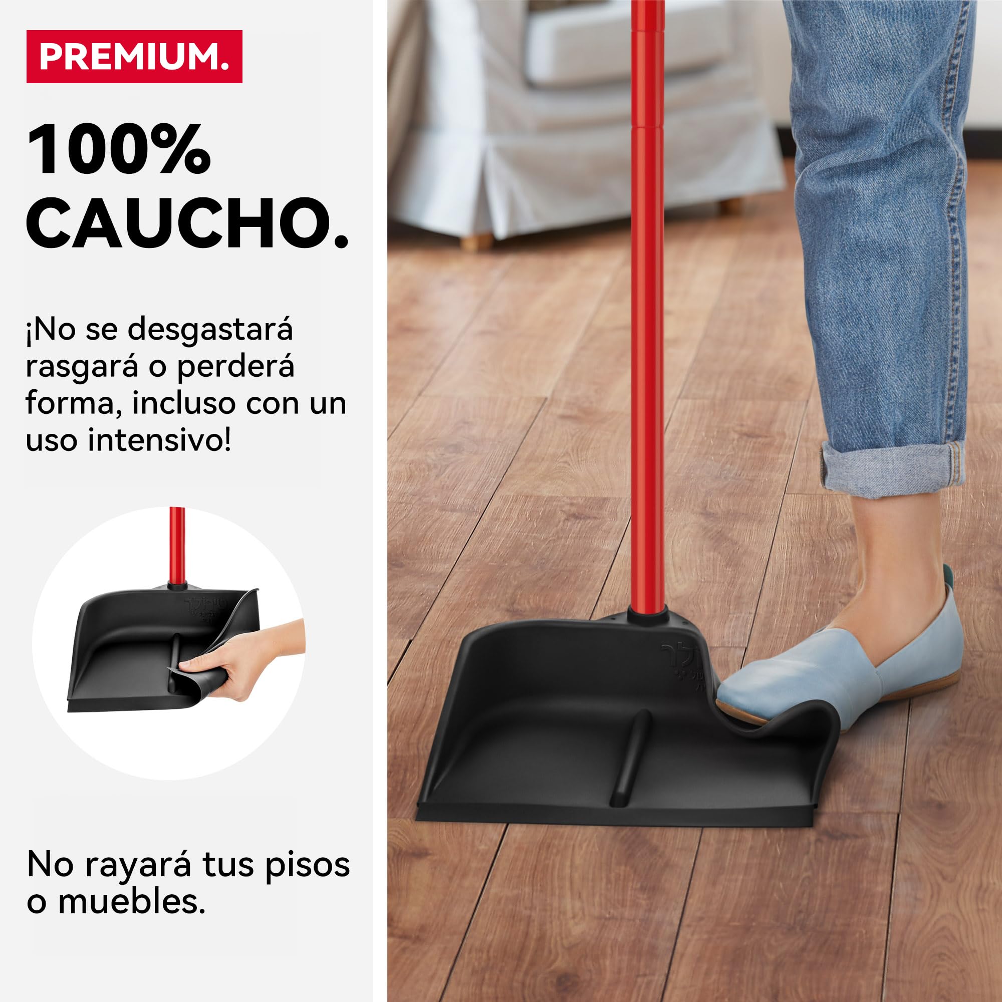 Recogedor mágico con mango de 90 cm, resistente, color negro, perfecto para la oficina o el hogar