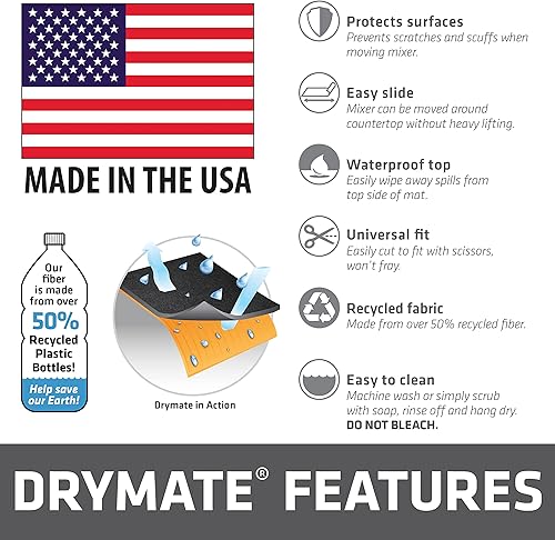 Miniatura 7 de Drymate Alfombrilla deslizante para batidora de 45 a 5 cuartos de galón con cabezal inclinable mueve los mezcladores de cocina fácilmente y evita