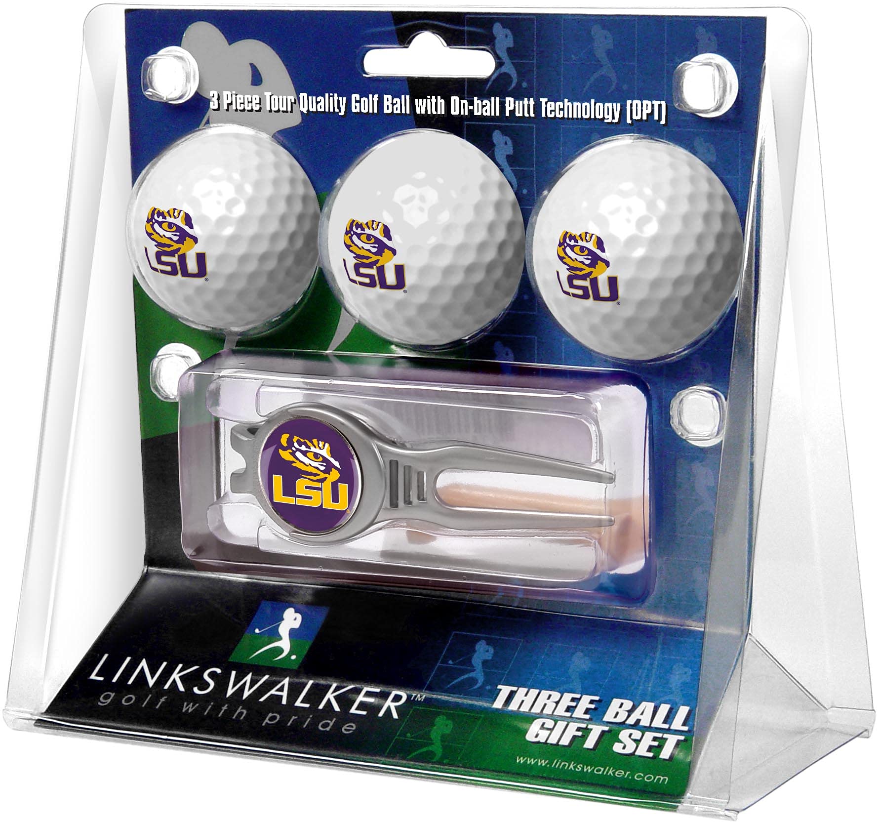 LinksWalkerNCAA LSU Tigers - Kool Tool 3 Ball Gift Pack
