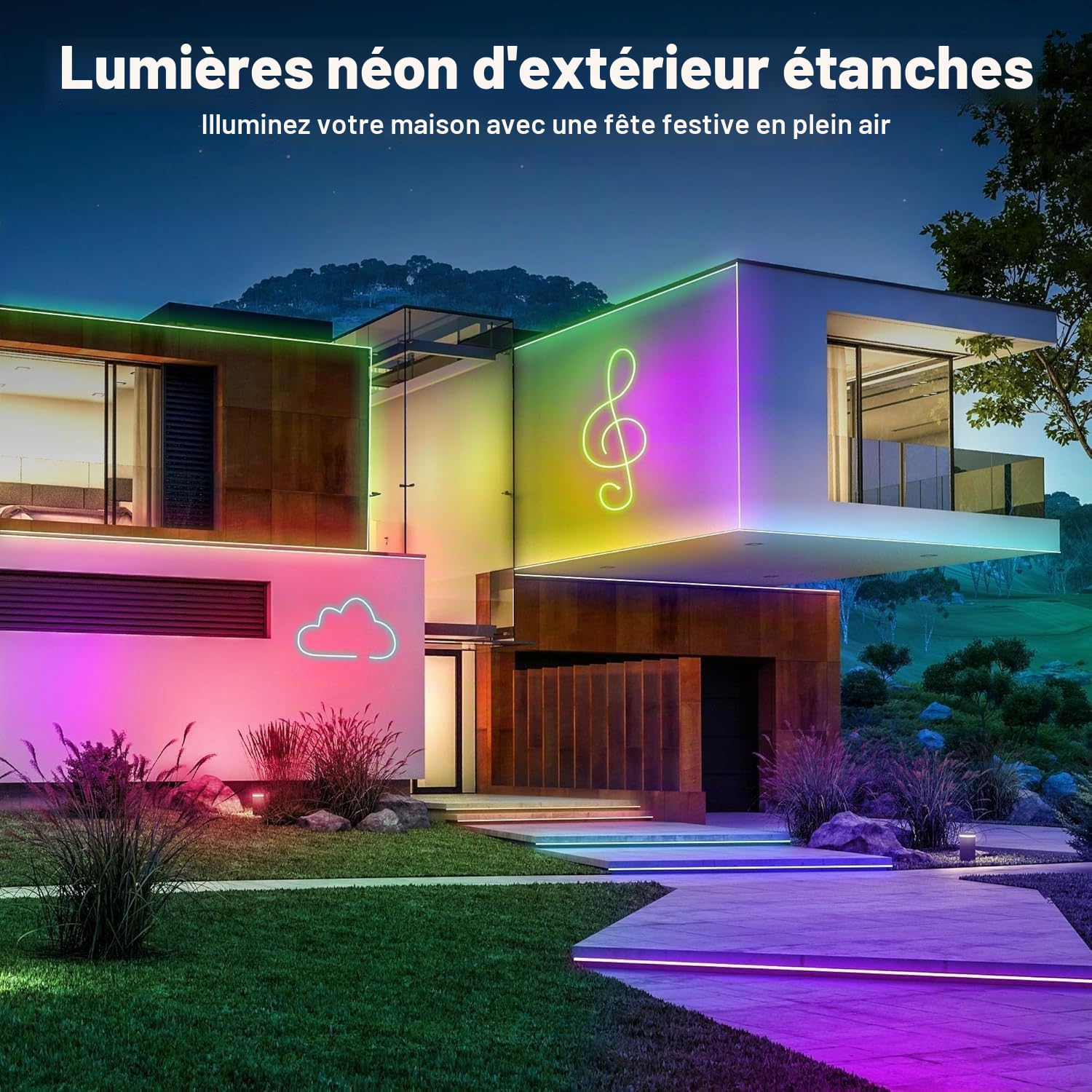 Macchiatto Bande LED néon 20 m Neon Flex RVB - Étanche IP65 - Pour l'extérieur et l'intérieur - Contrôle par application et télécommande - DIY - Flexible pour décoration néon, synchronisation de la