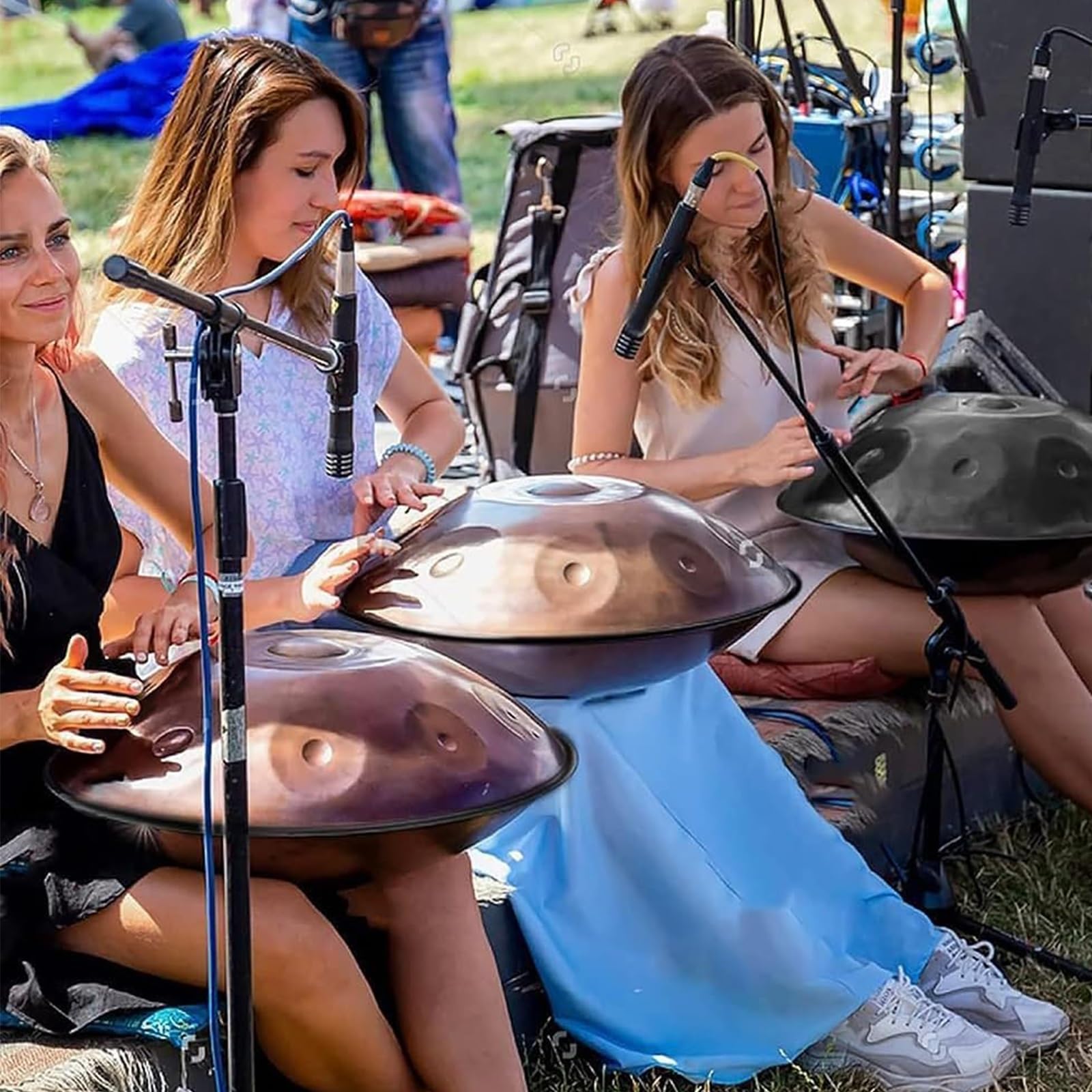 Bęben ręczny 432Hz w tonacji d-moll, stalowy bęben ręczny, miękki pokrowiec na bęben ręczny, młotek do bębenka ręcznego, stojak na bęben ręczny, ściereczka bezpyłowa 22 cale, nuty 9/10/12 (kolor: 4