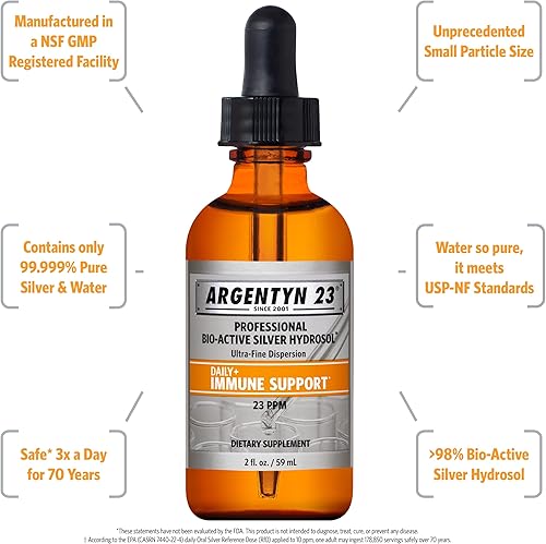 Miniatura 2 de Argentyn 23 Apoyo inmunológico profesional - Plata coloidal, hidrosol de plata bio-activo, 23 ppm, gotero líquido, 2 onzas líquidas (2.0 fl oz)