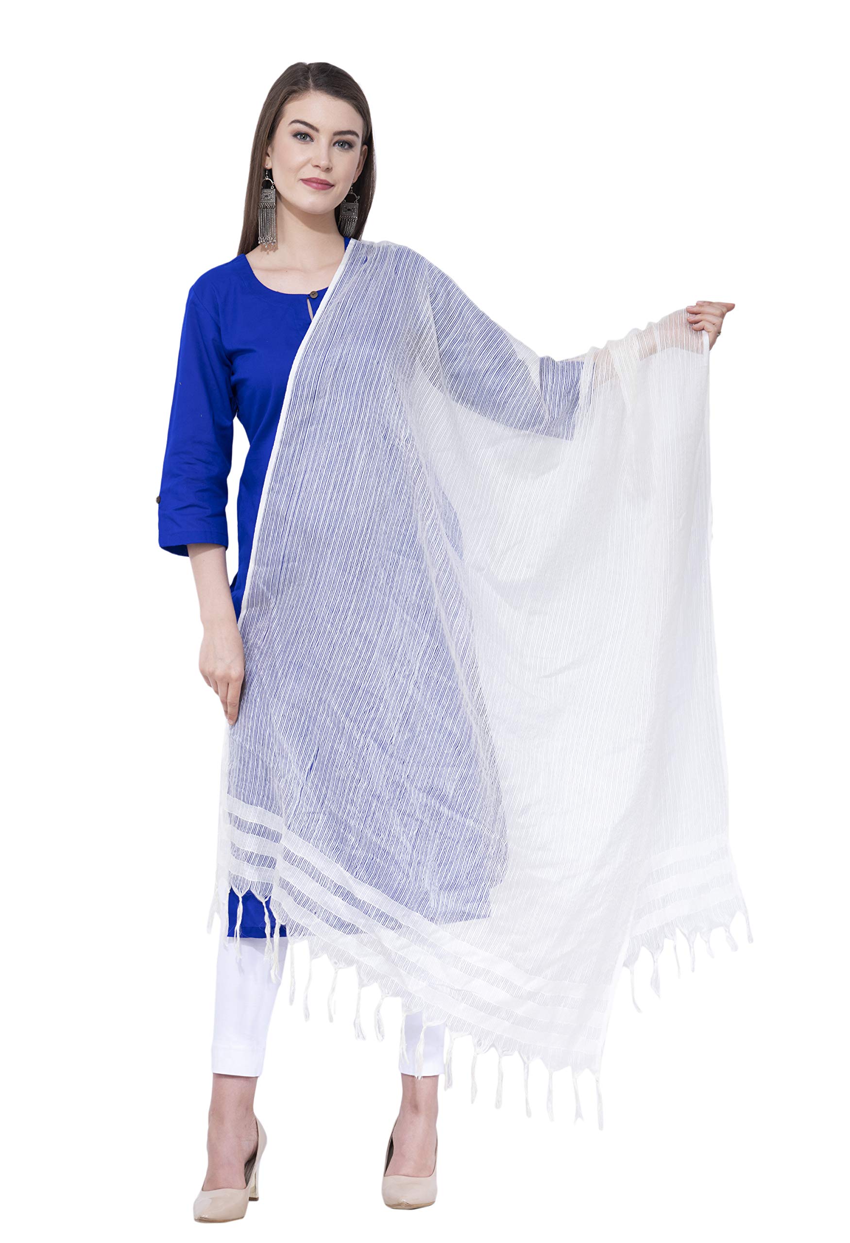 a r silk Women's Plain / Solid Silk Dupatta (ARS0130_White_Free Size)-picture-12