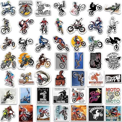 Miniatura 2 de 50Pcs Motocross Stickers for Water Bottles Vinyl Dirt Motobike Stickers for Kids Teens Waterproof Motorcycle Stickers Decals for Laptop Scrapbooking