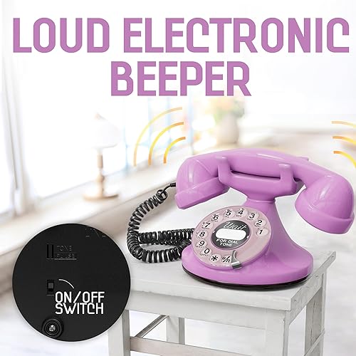 Miniatura 4 de Cable FunkyFon de Opis Un Teléfono Fijo Vintage, El Teléfono Retro Verde para el Hogar y Teléfonos Antiguos en Rosa