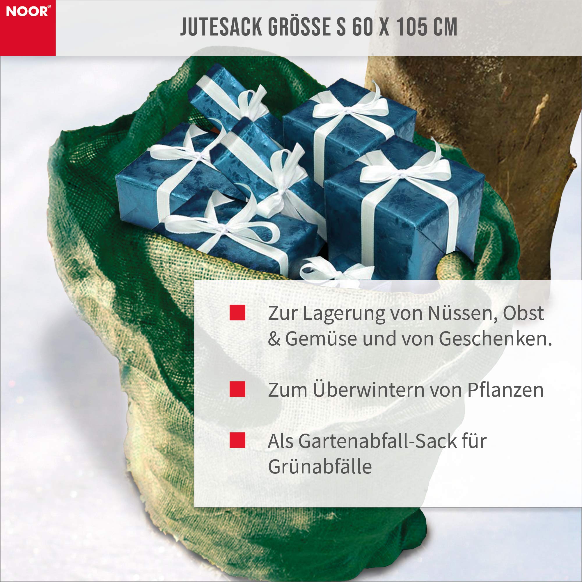 NOOR Worki jutowe 60 x 105 cm, kolor: zielony