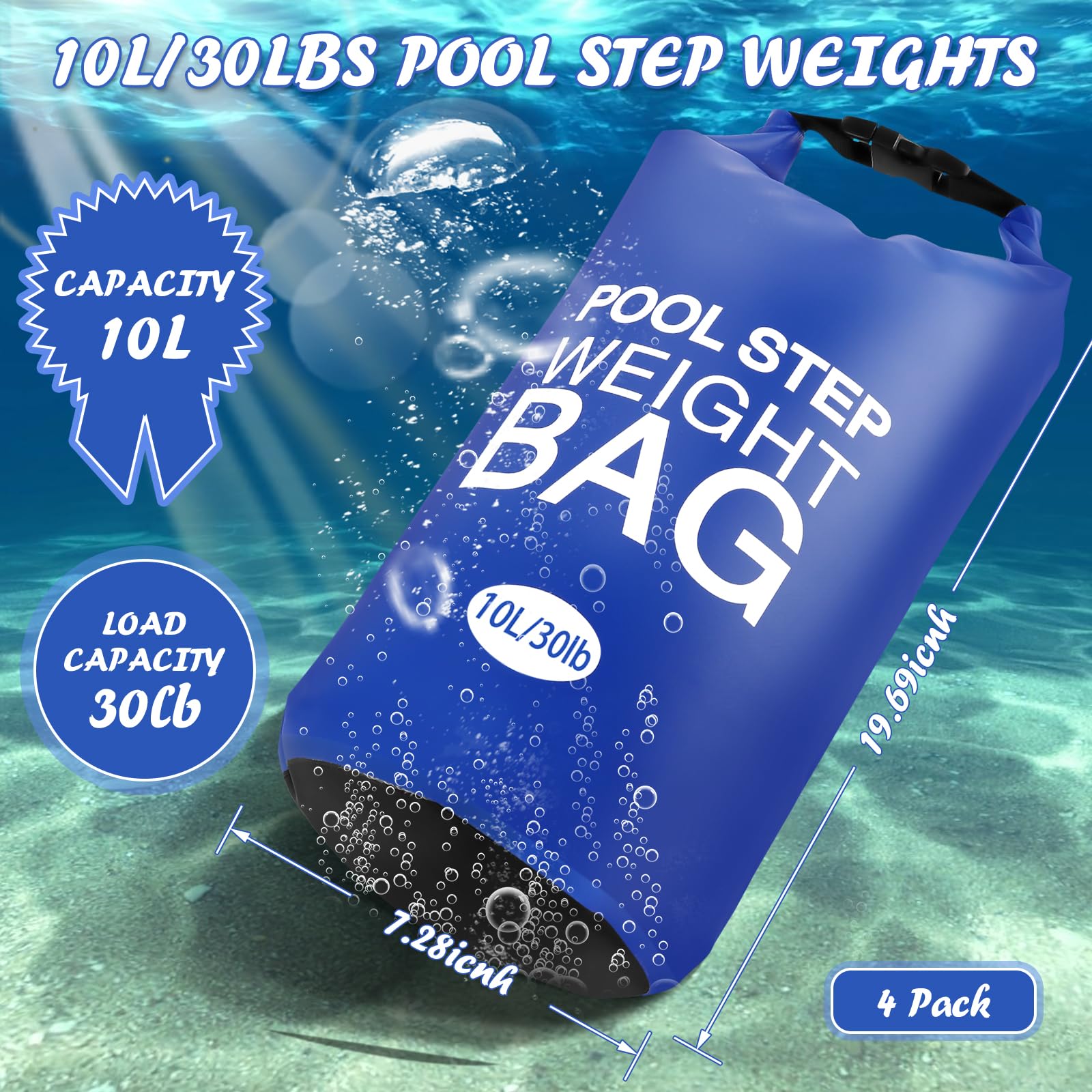 Snapklik.com : 4 Pack 10L/30lb Universal Pool Step Weights 500D PVC ...