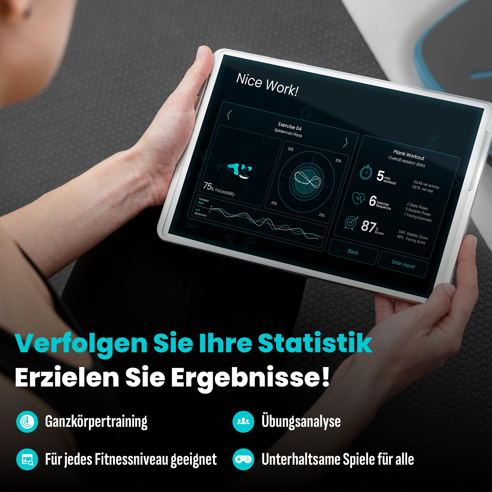 GoBalance Board App Balance Board mit Bluetooth Sensor 12 Spiele fuer Training Spass und Fitness Staerkt Koordination und Kraft fuer Jugendliche und Erwachsene