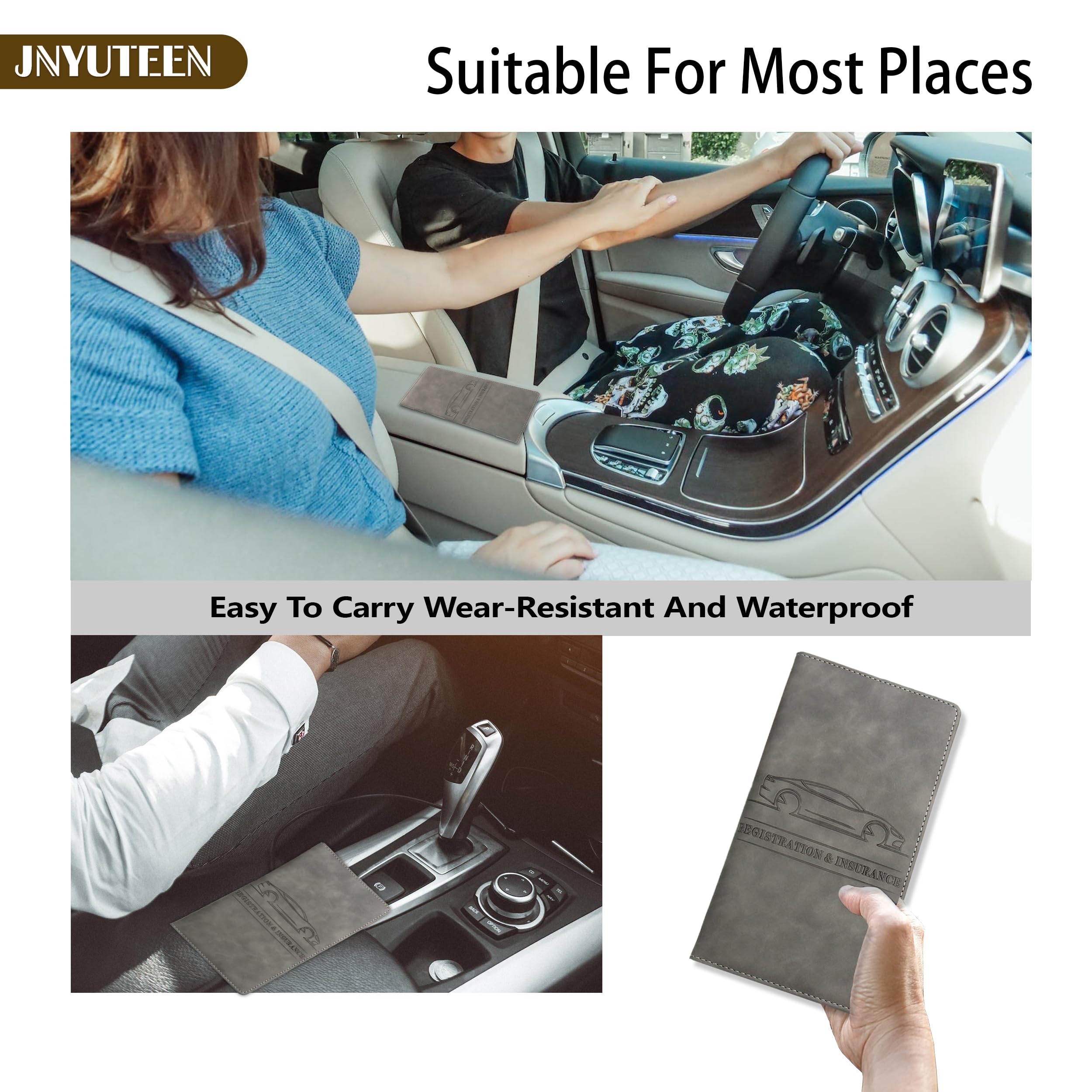 Cartera para Documentos Coche, Cartera Organizadora De Guantera De Cuero PU, Carpeta Documentos Coche Porta Documentos para Viaje Accesorios de Coche para Tarjetas Licencia de Conducir