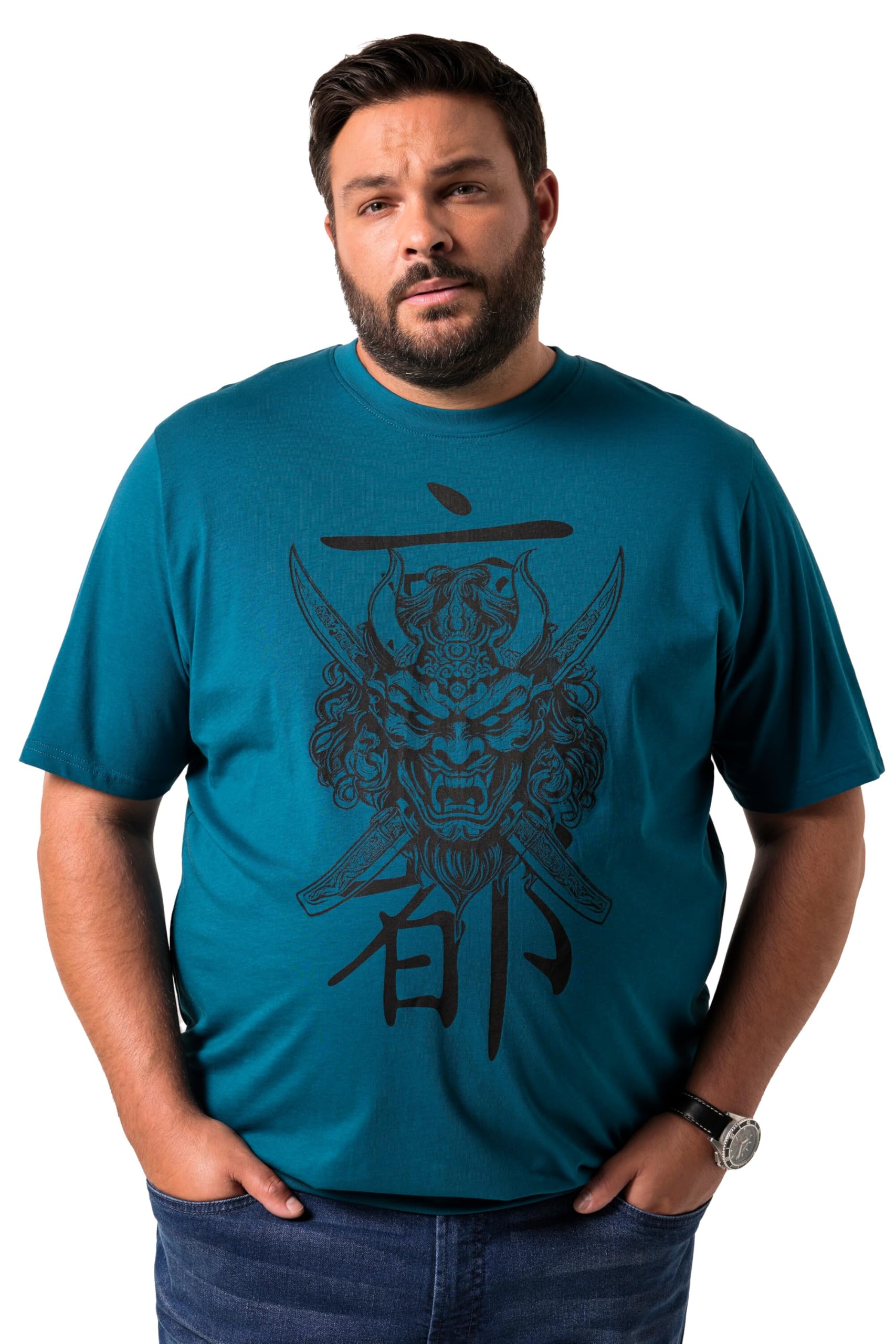 Men Plus Herren große Größen Übergrößen Menswear L-8XL T-Shirt Bauchfit, Halbarm, Brustprint 842569