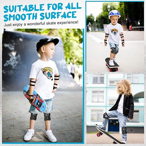 Miniatura 6 de 7 patinetas infantiles para principiantes de 17 x 5 pulgadas, mini patineta de seguridad, rodilleras, coderas, muñequeras, juego de equipo para