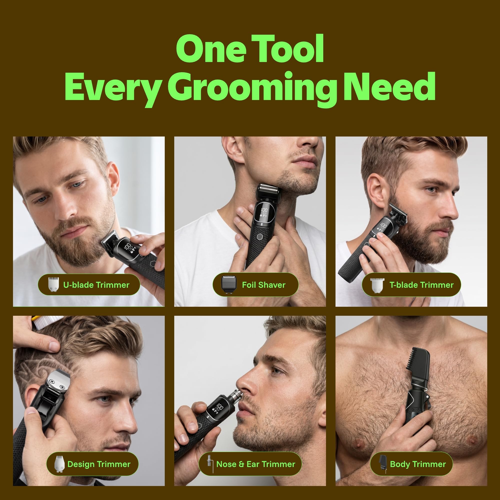 MANSPOT All-in-One Beard Trimmer for Men, Electric Shaver & Grooming Kit