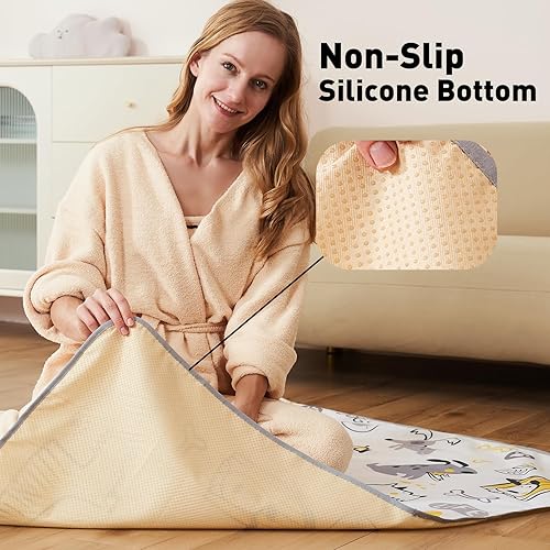 Miniatura 5 de Innokids Tapete para salpicaduras de bebé para debajo de la silla alta, 51 x 51 pulgadas, impermeable y lavable, protector de suelo antideslizante