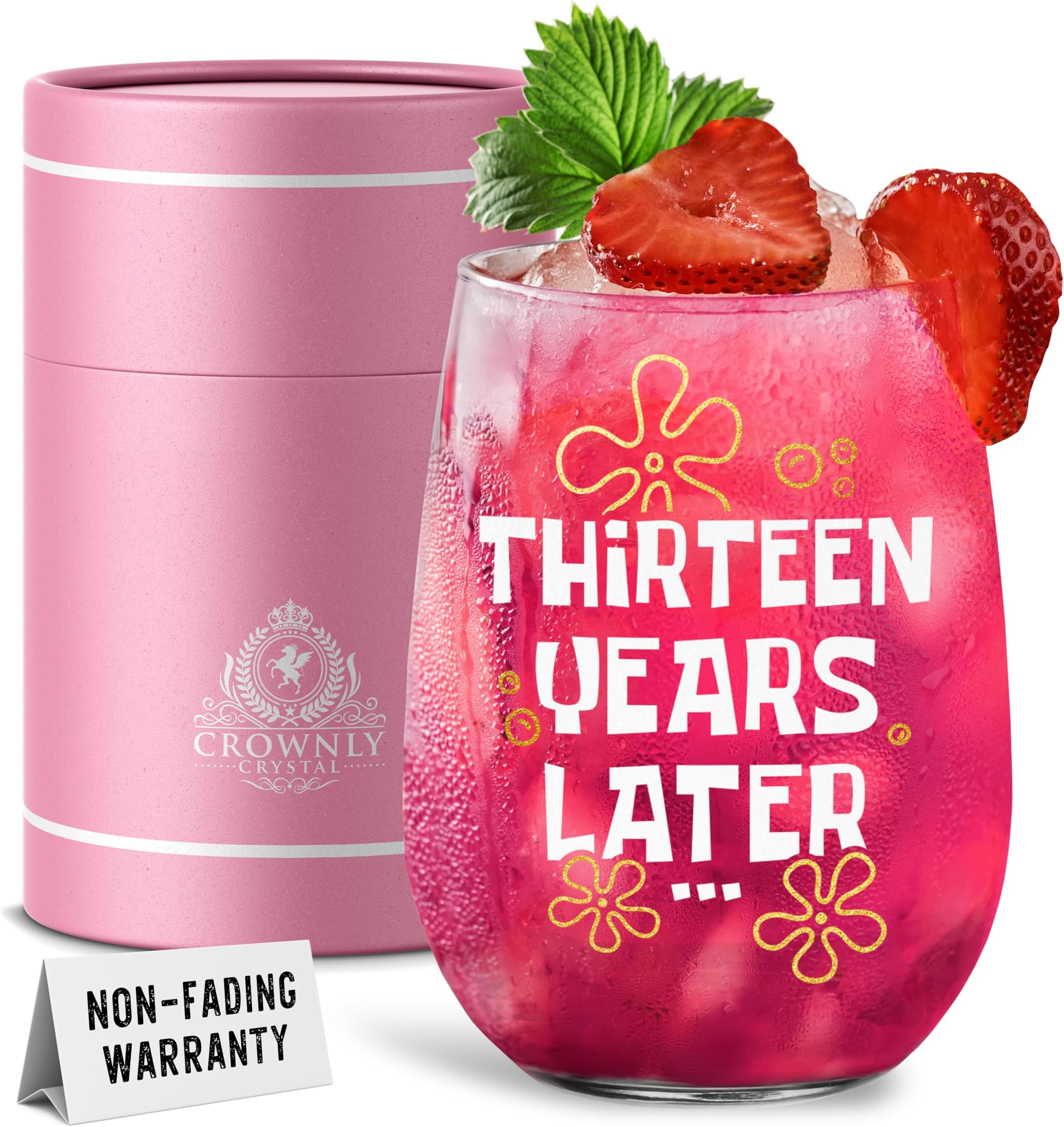 13th Birthday Drinking Glass Gift Funny Novelty Keepsake Present for Teen Girls or Boys Thirteen Years Later Celebration Glass for a Memorable Milestone